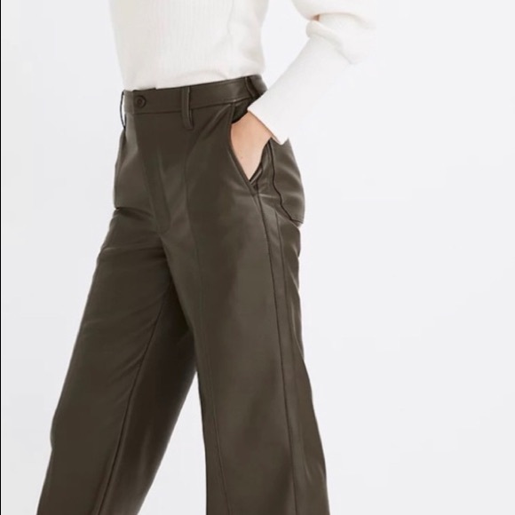 Madewell vegan pants+Green faux leather + cropped - Picture 3 of 10